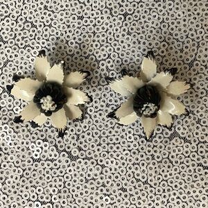 42 Floral Black and White Earrings